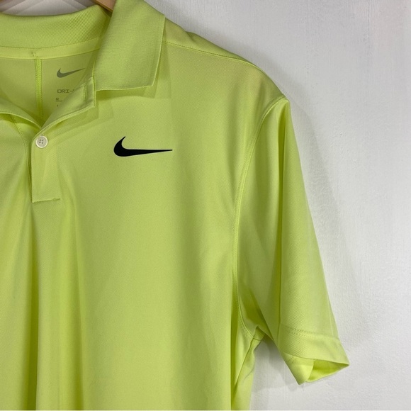 Nike Dri-Fit Polo‎ Golf Pullover T-Shirt Top Sporty Athletic Yellow Size Medium - Picture 2 of 5